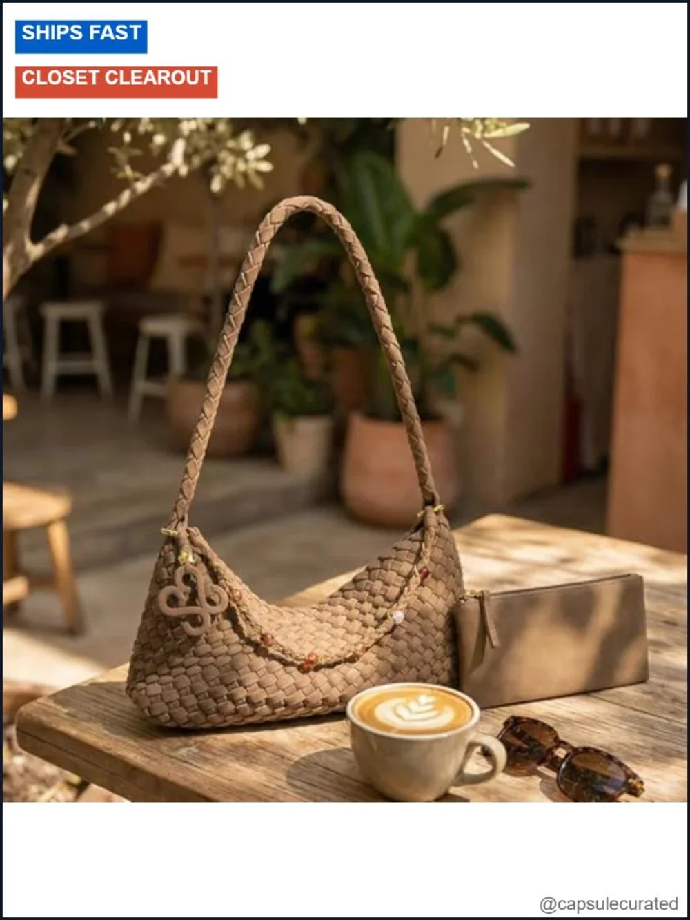 Faux Suede Woven Hobo Bag with Pouch, Slouchy Shoulder Bag